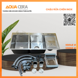 Chậu Rửa Chén Vắt Dao Hộc Rác INOX 304 AQUACERA – 10048