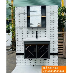 BỘ TỦ GƯƠNG LAVABO ĐEN HOẠ TIẾT VÀNG - 5215-60