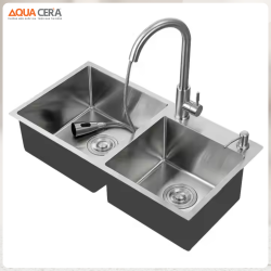 Chậu Rửa Chén Hai Hố Lệch INOX 304 AQUACERA – 8245L
