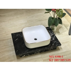 CHẬU LAVABO ĐẶT BÀN VUÔNG TRẮNG 9390-1