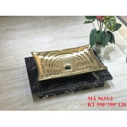 CHẬU LAVABO ĐẶT BÀN HOA VĂN VÀNG-ĐEN - 9633-2