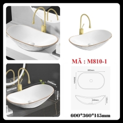 Lavabo thuyền - Vân Trắng viền vàng Mã SP M810-1