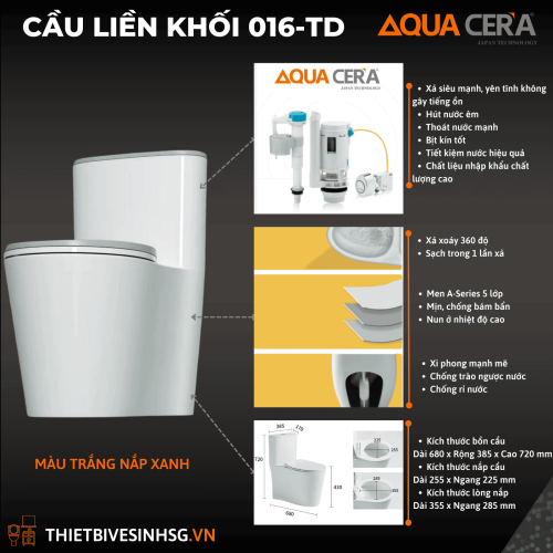 CẦU LIỀN KHỐI - NẮP UF TRẮNG XANH Mã SP 016-TX