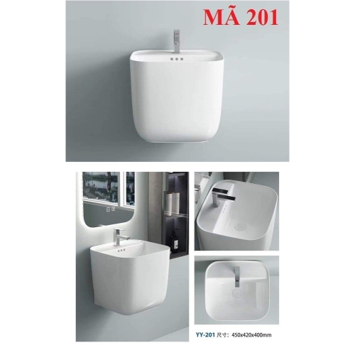 LAVABO LIỀN KHỐI TREO MÀU TRẮNG 201
