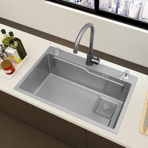 CHẬU RỬA CHÉN 1 HỘC + VÒI CHÉN LẠNH 68x46 cm