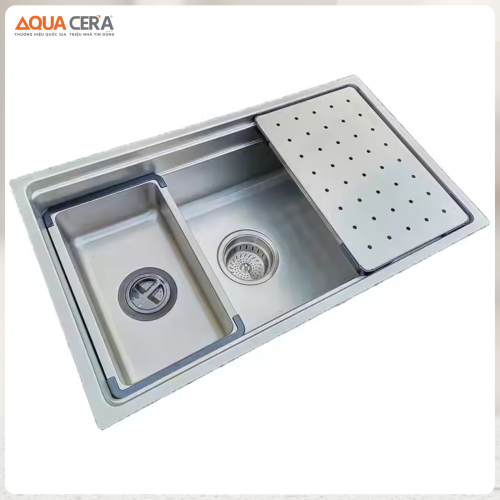 Chậu Rửa Chén 1 Hộc INOX 304 Âm Bàn Dày 3mm AQUACERA-7843 C