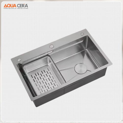 Chậu Rửa Chén Đơn Inox Phủ Nano XÁM AQUACERA-7846AH