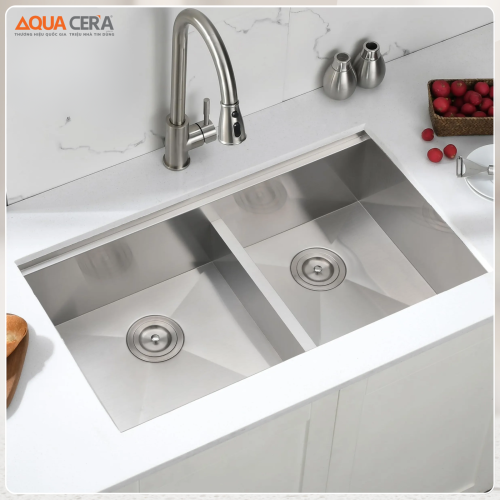 Chậu Rửa Chén INOX 304 Âm Bàn Dày 3mm AQUACERA-8346