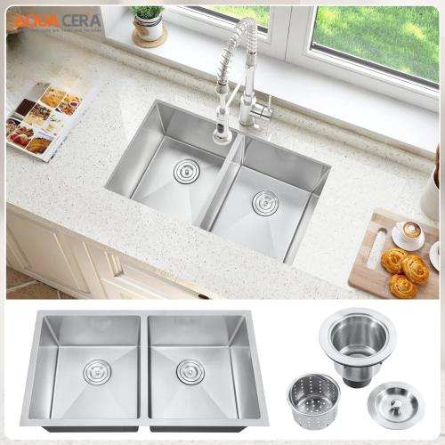 Chậu Rửa Chén INOX 304 Âm Bàn Dày 3mm AQUACERA-9046DX
