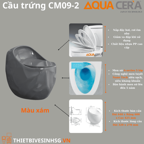 CẦU TRỨNG KIM CƯƠNG AQUA CERA MÀU XÁM Mã SP CM09-2