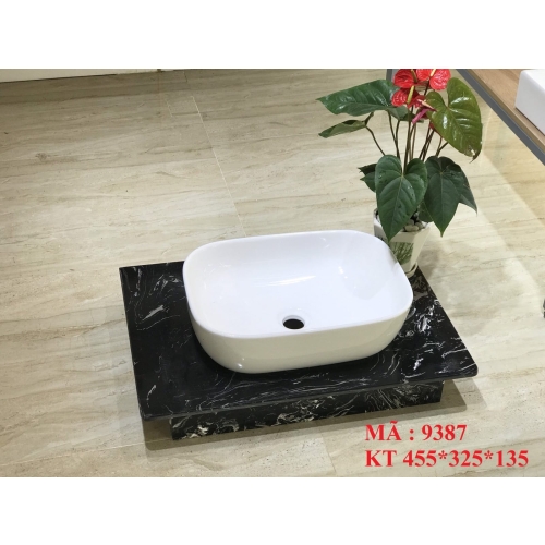 Chậu Lavabo chữ nhật trắng để bàn