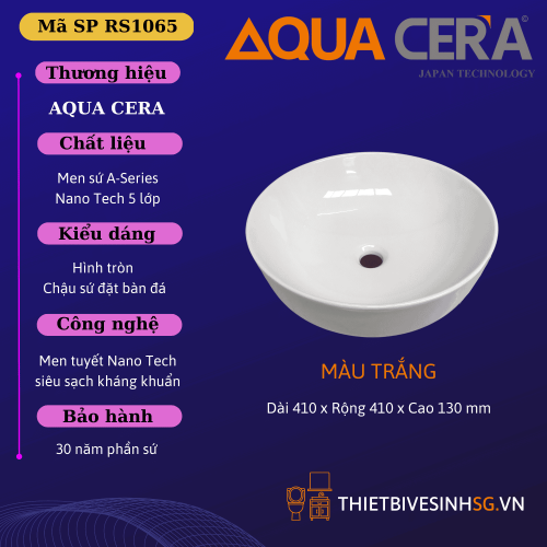 LAVABO CHẬU ĐẶT BÀN - TRÒN TRẮNG - RS1065