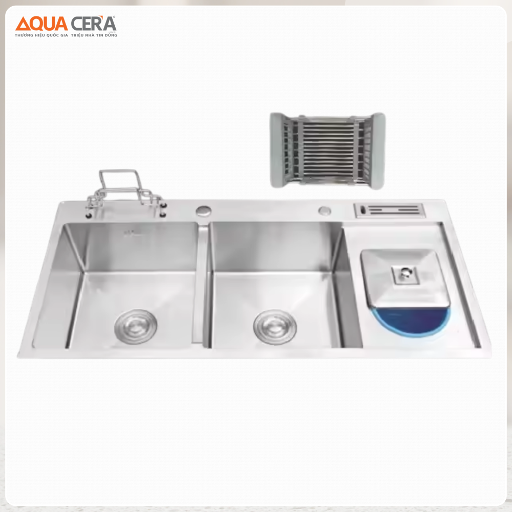 Chậu Rửa Chén Vắt Dao Hộc Rác INOX 304 AQUACERA – 10048B