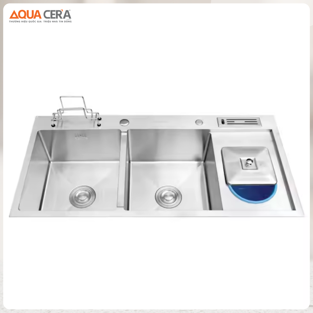 Chậu Rửa Chén Vắt Dao Hộc Rác INOX 304 AQUACERA – 10048B