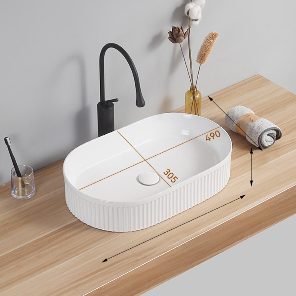 LAVABO OVAL TRÒN VIỀN TRẮNG ĐẶT BÀN - 109