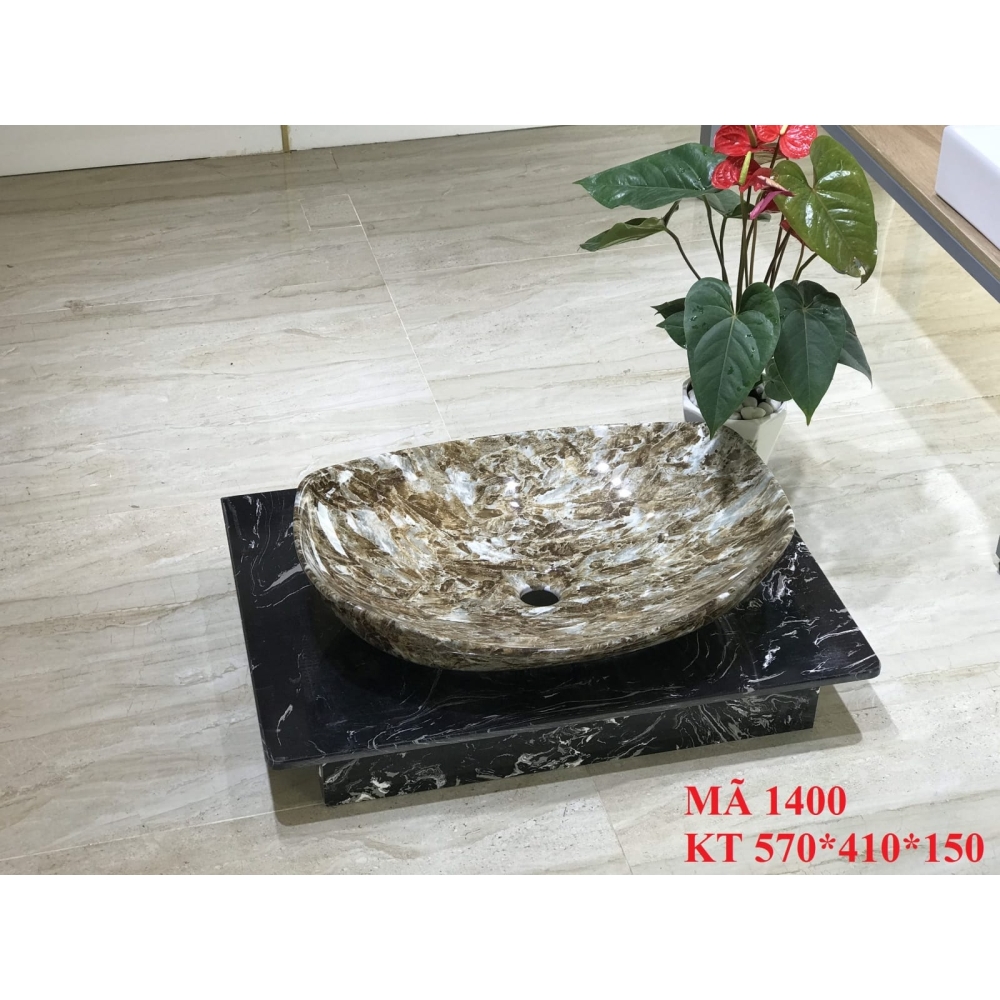 Lavabo vân đá  để bàn 1400 
