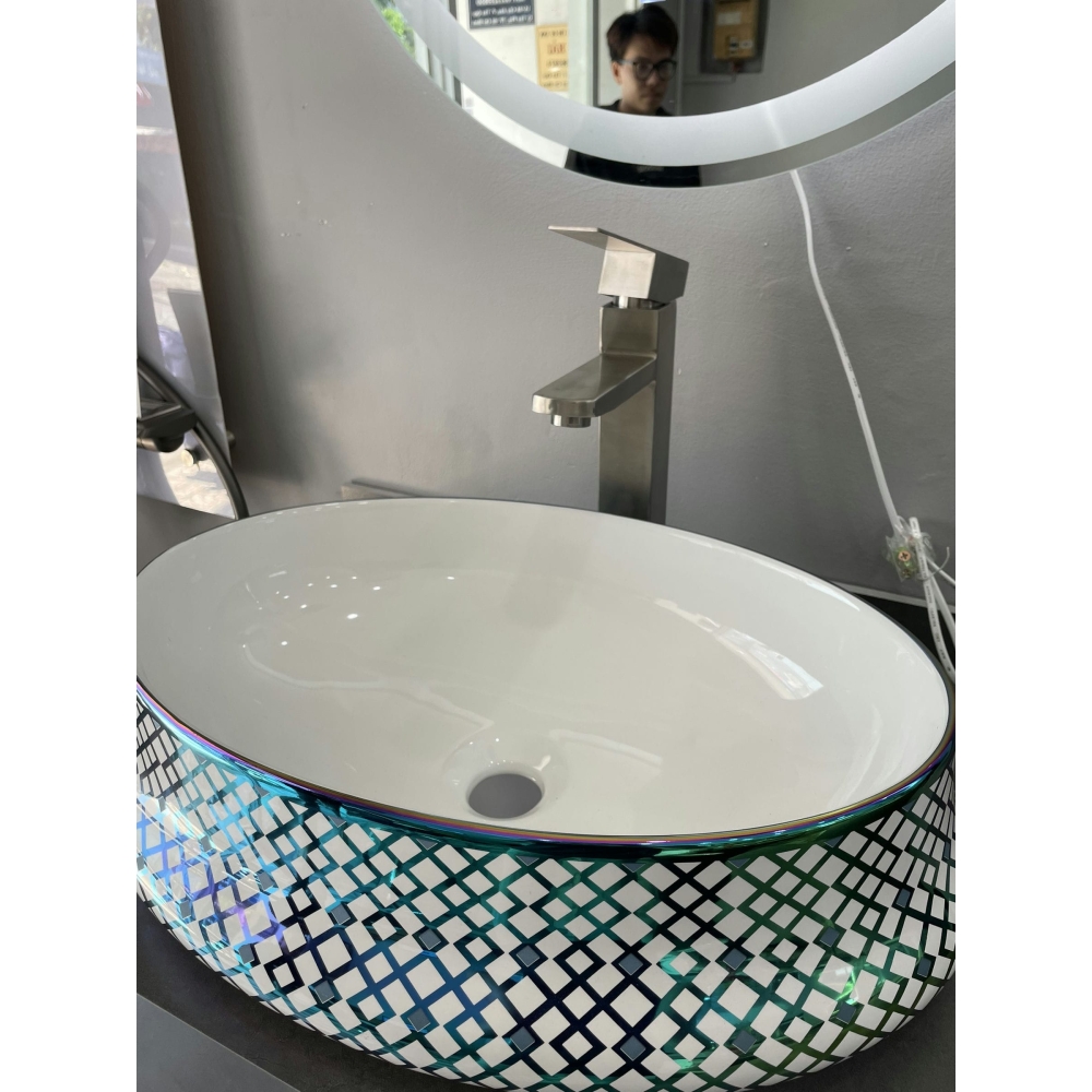 Chậu Lavabo chậu sứ hoa văn 1527