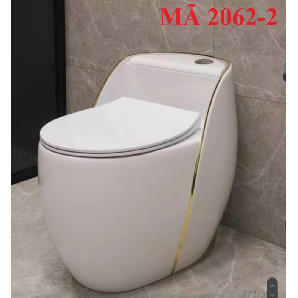 BỒN CẦU LIỀN KHỐI TRẮNG VIỀN VÀNG - MÃ SP 2062-2