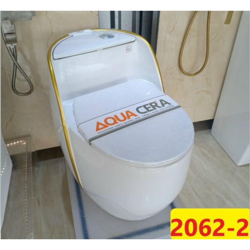 BỒN CẦU LIỀN KHỐI TRẮNG VIỀN VÀNG - MÃ SP 2062-2