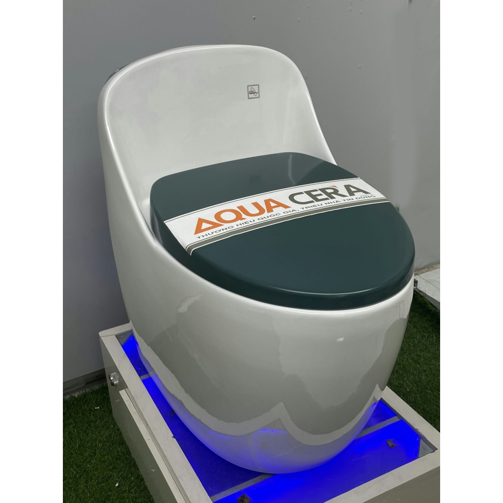 CẦU TRỨNG LIỀN KHỐI AQUA CERA TRẮNG NẮP XANH Mã SP 089-TX