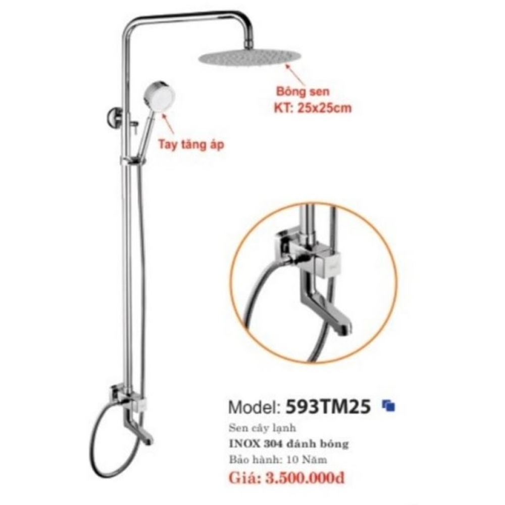 SEN CÂY LẠNH TRÒN INOX 304 BÓNG TRÁNG GƯƠNG - 593TM25