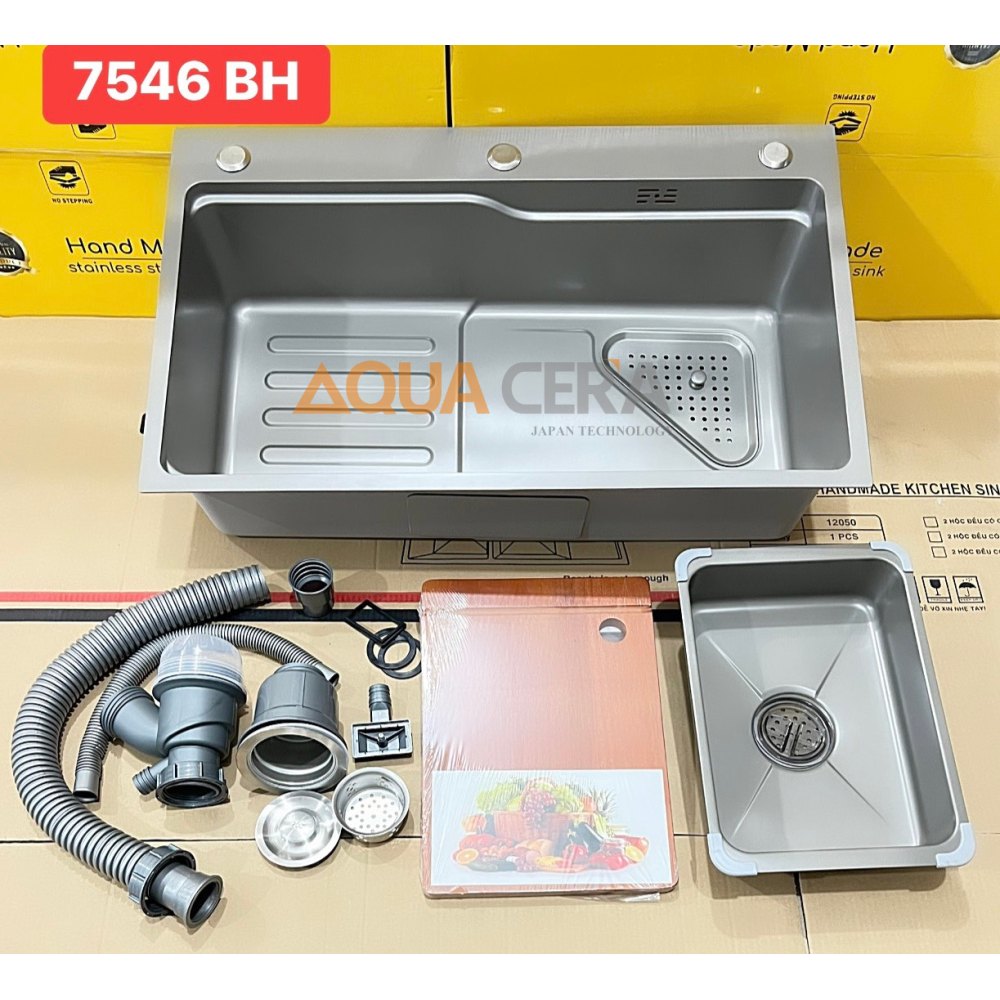 Chậu chén 1 hộc inox 304 đầy đủ phụ kiện