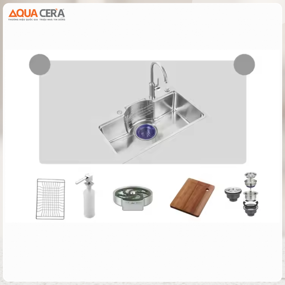 Chậu Rửa Chén 1 Hộc Inox 304 AQUACERA-7546 HQ