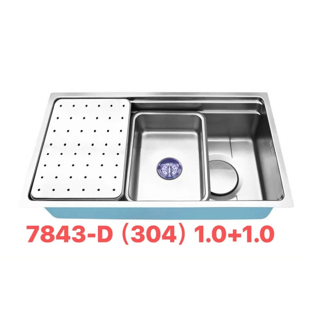 CHẬU RỬA CHÉN 1 HỐC INOX 304 VÒI CHÉN INOX NÓNG LẠNH - 78 x 43D cm