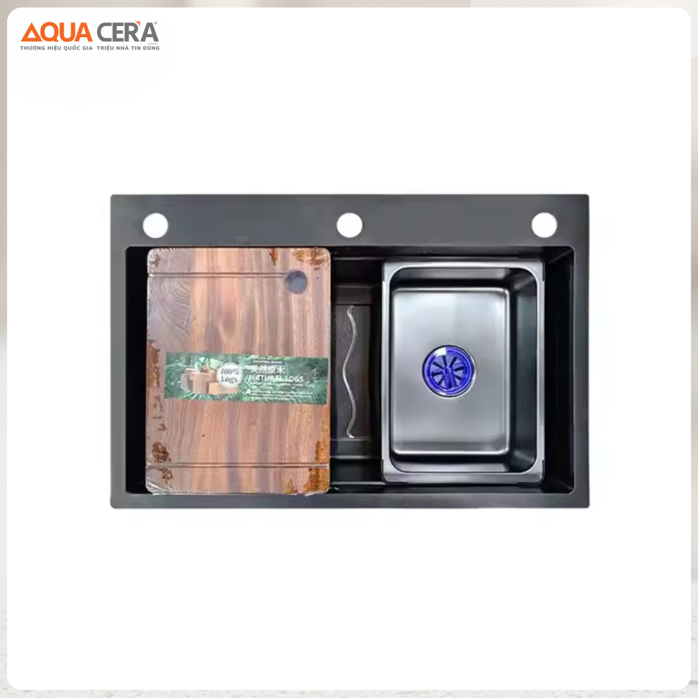 Chậu Rửa Chén Đơn Inox Phủ Nano Đen AQUACERA-7846AE