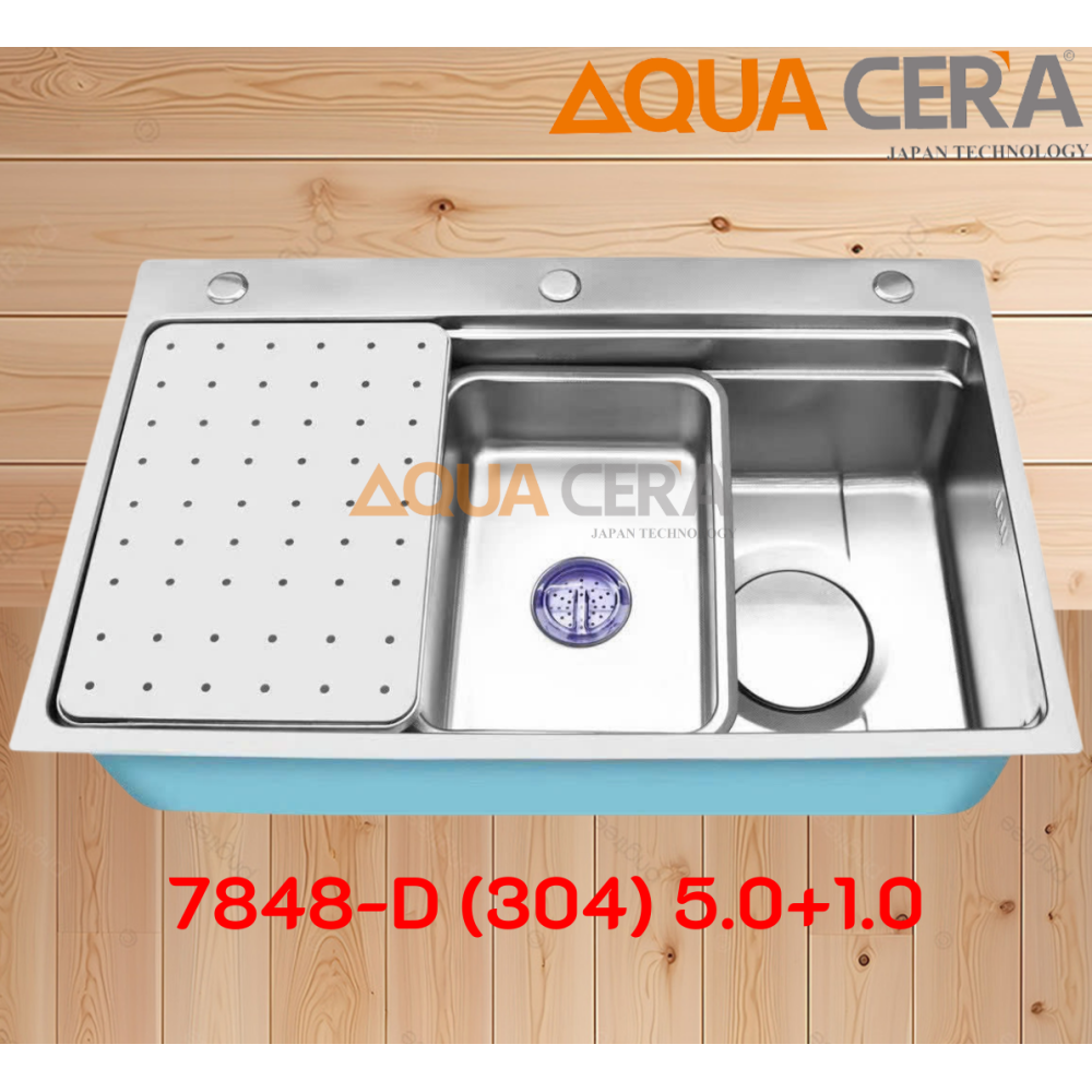 CHẬU RỬA CHÉN 1 HỐC INOX 304 VÒI CHÉN INOX NÓNG LẠNH - 78 x 43D cm