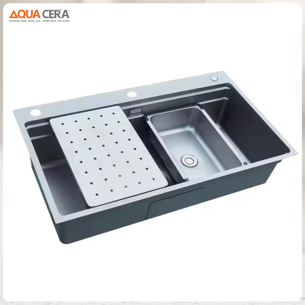 Chậu Rửa Chén 1 Hộc Inox 304 Dầy 5 Ly AQUACERA-7848D