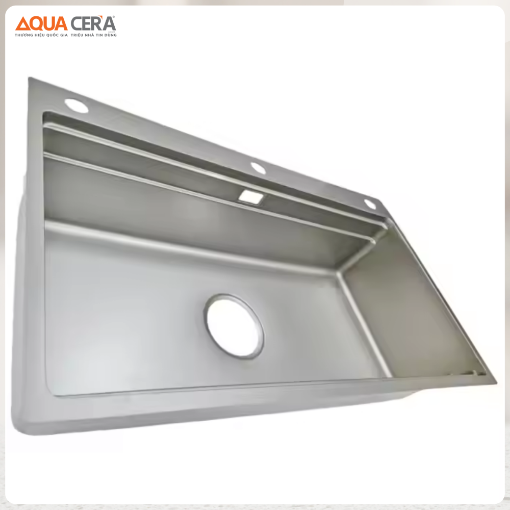 Chậu Rửa Chén 1 Hộc Giật Cấp Inox 304 Dày 3.5mm AQUACERA-8048DG