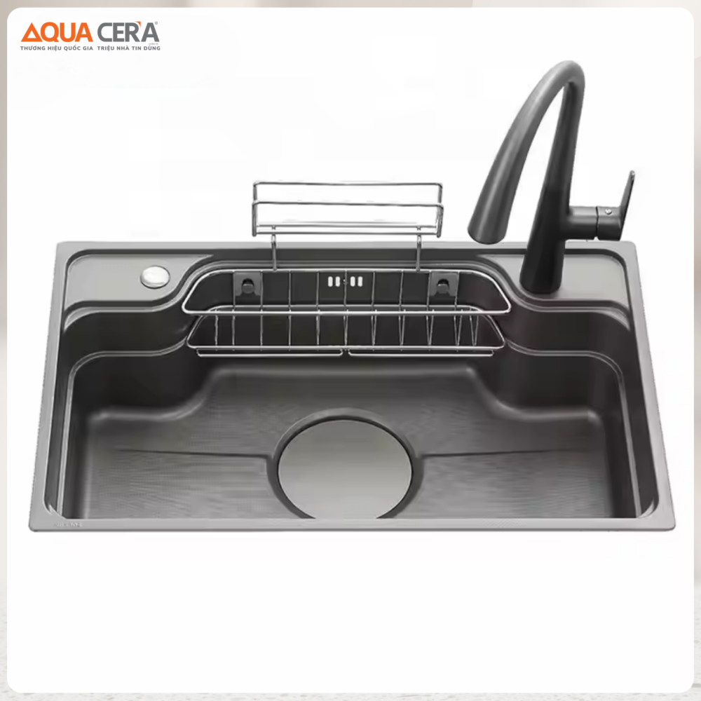 Châu Rửa Chén Inox Phủ Nano Đen AQUACERA-8050HQE