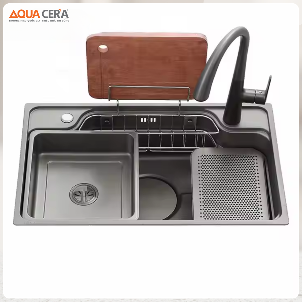 Châu Rửa Chén Inox Phủ Nano Đen AQUACERA-8050HQE
