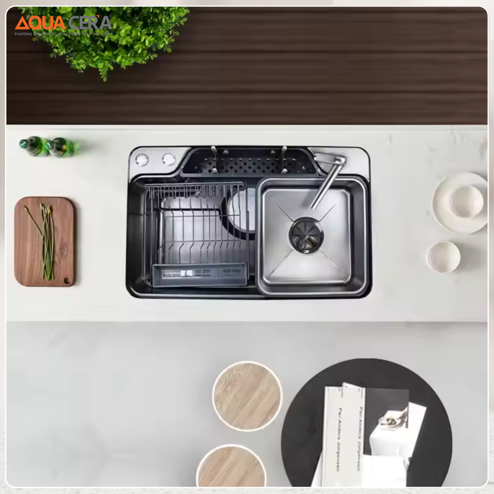 Châu Rửa Chén Inox Phủ Nano Đen AQUACERA-8050HQE