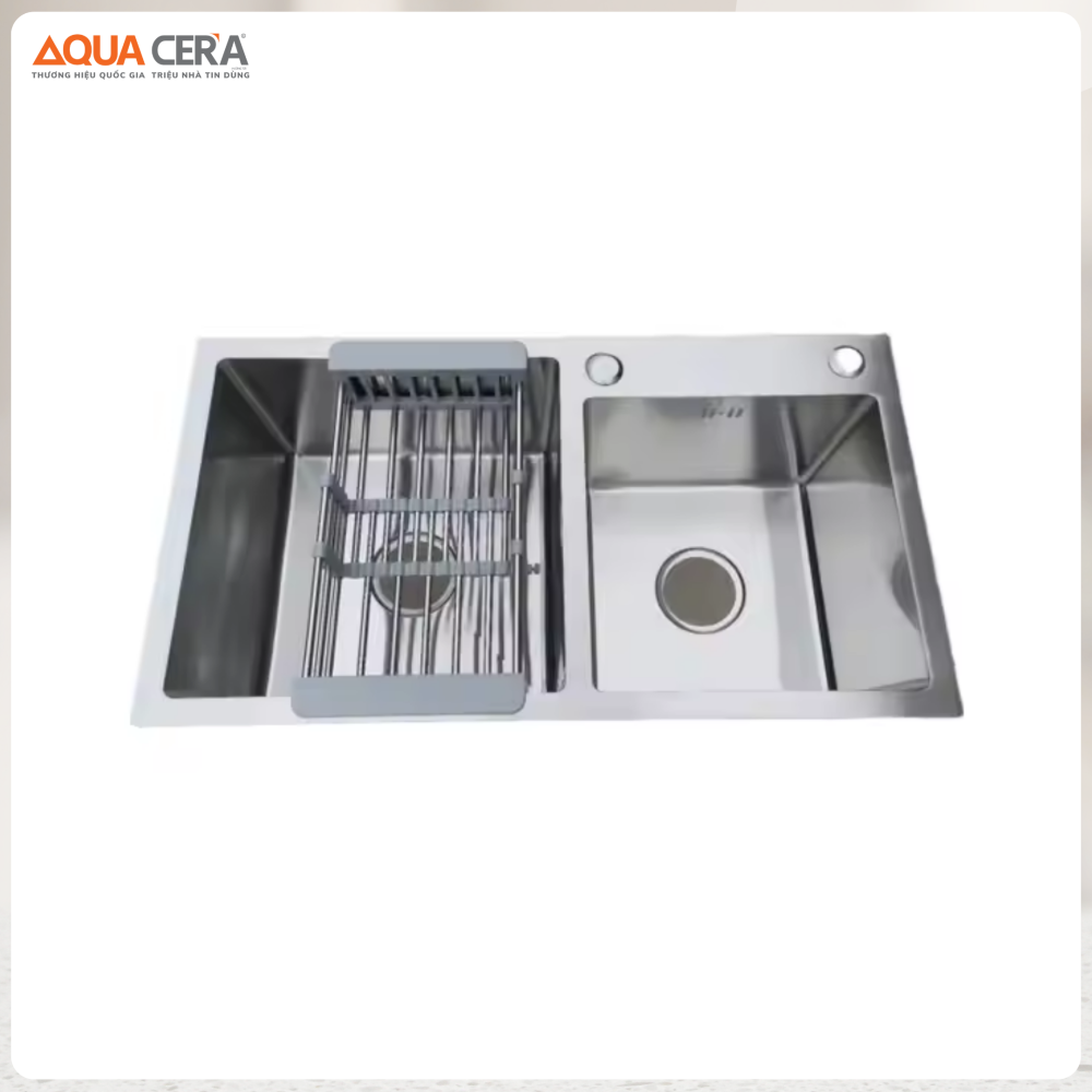Chậu Rửa Chén Hai Hố Lệch INOX 304 AQUACERA – 8245L