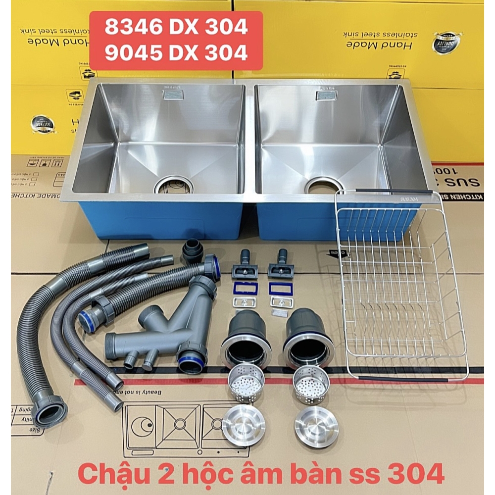 CHẬU RỬA CHÉN 2 HỘC ÂM BÀN ĐÁ 83 x 46 cm