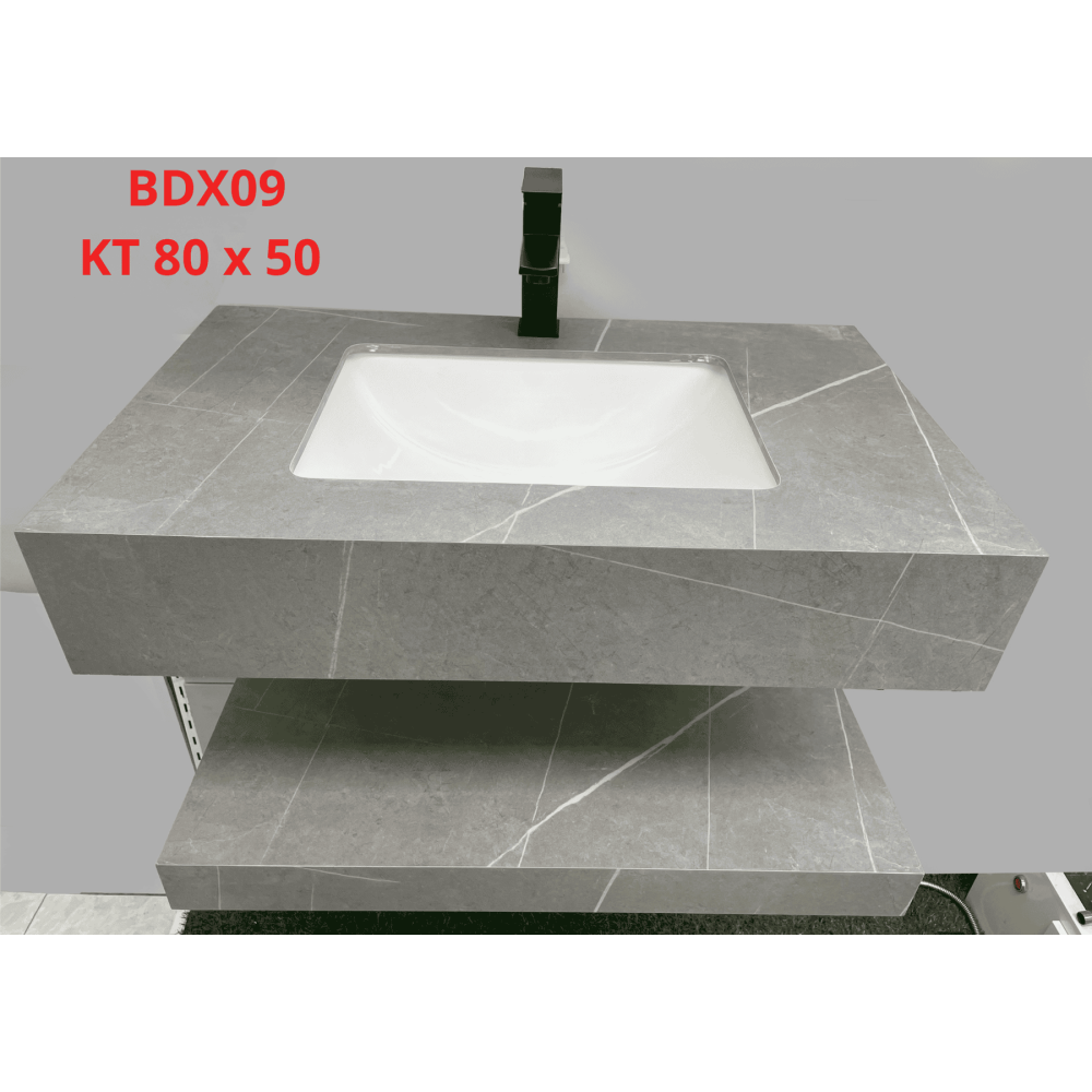 BÀN ĐÁ LAVABO 2 TẦNG XÁM - MẶT ĐÁ CHỐNG TRẦY - BDD09
