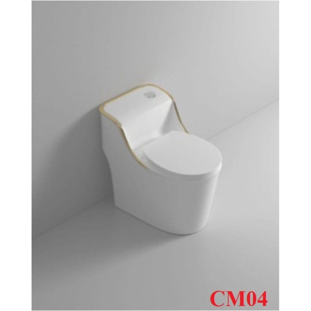 BỒN CẦU LIỀN KHỐI TRẮNG - VIỀN VÀNG - CM04