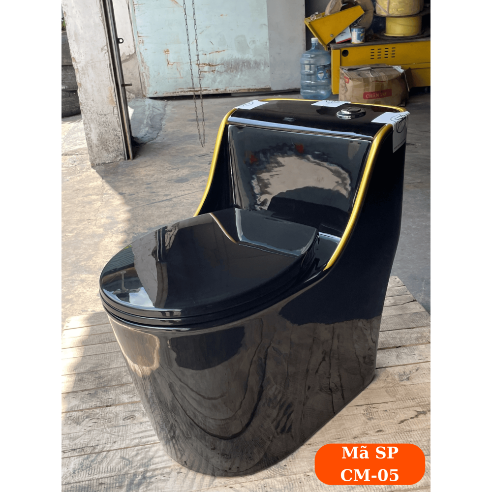 BỒN CẦU LIỀN KHỐI ĐEN - VIỀN VÀNG - CM05