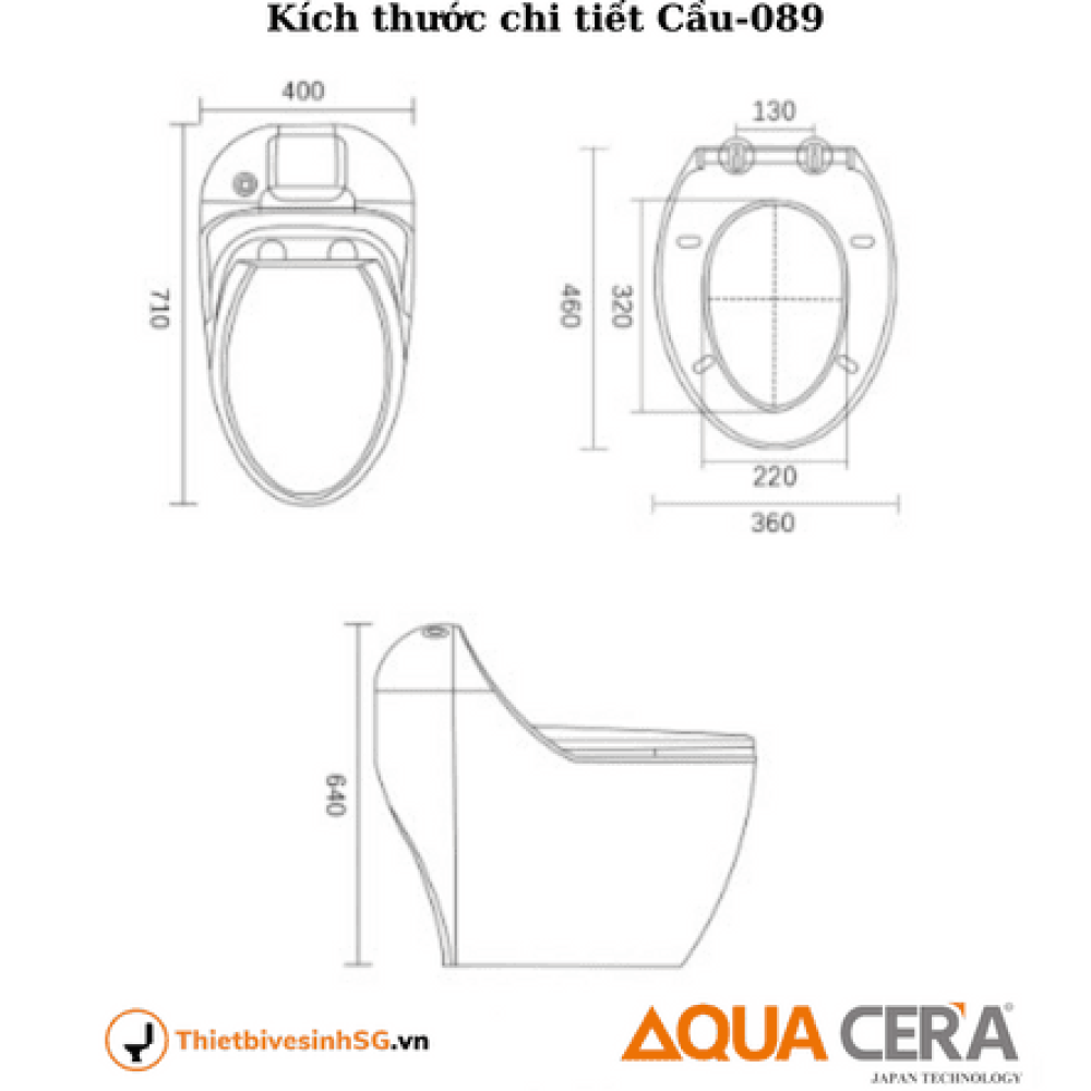 CẦU TRỨNG LIỀN KHỐI AQUA CERA MÀU TRẮNG Mã SP 089-T