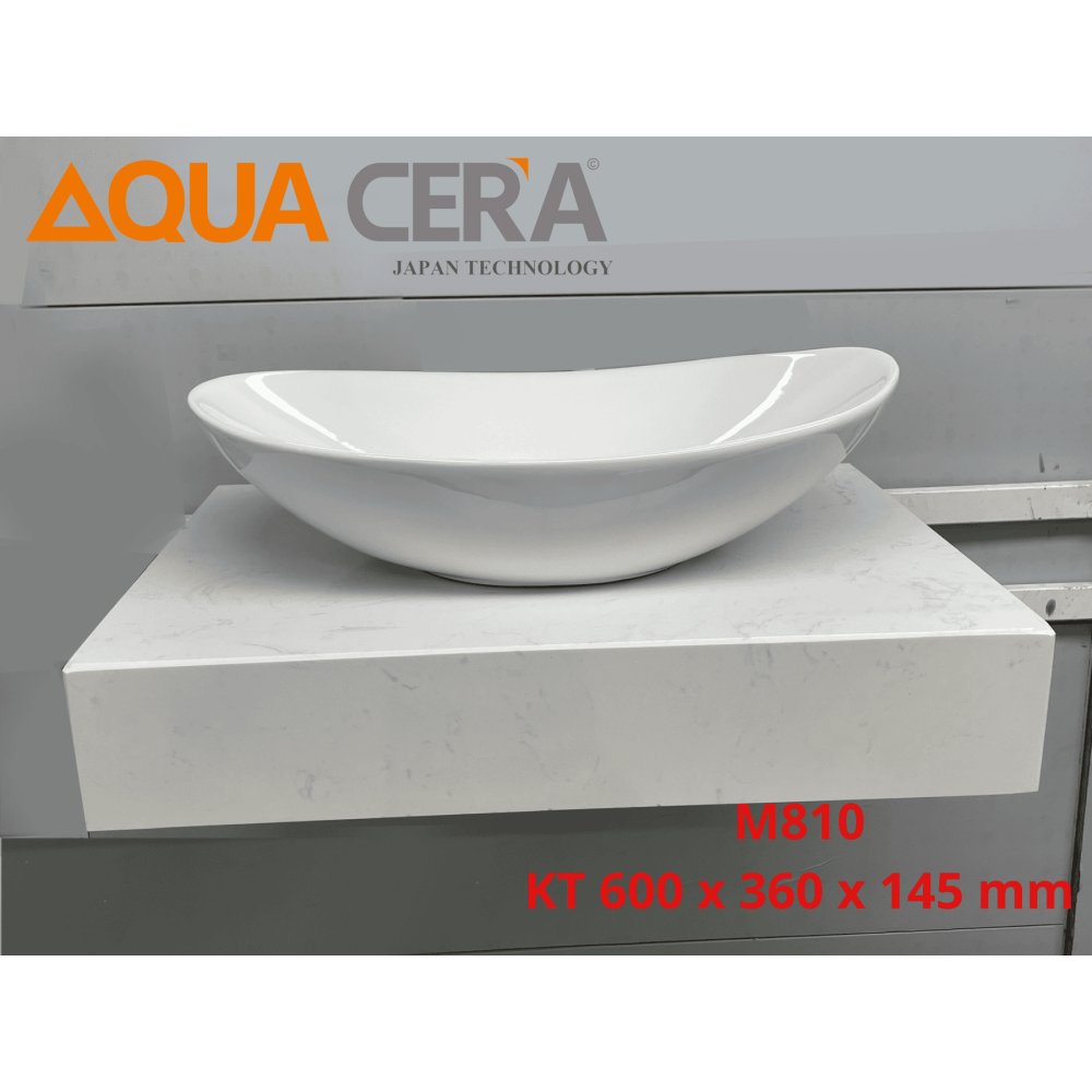 Lavabo thuyền - Vân Trắng viền vàng Mã SP M810-1