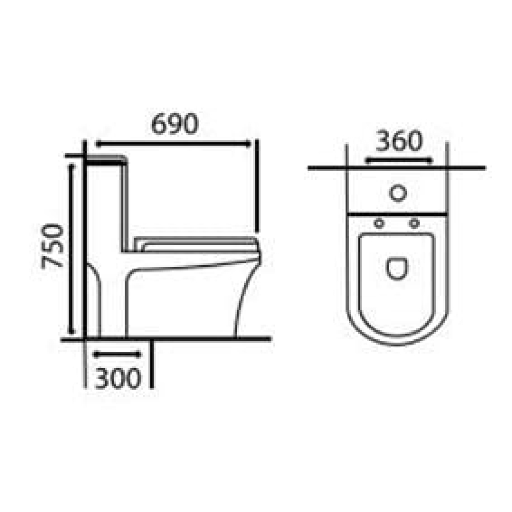 BỒN CẦU LIỀN KHỐI (D750 x R360 x C690 mm) - 828 