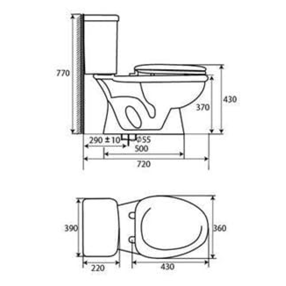 BỒN CẦU 2 KHỐI (kích thước 720x390x770 mm) - 15