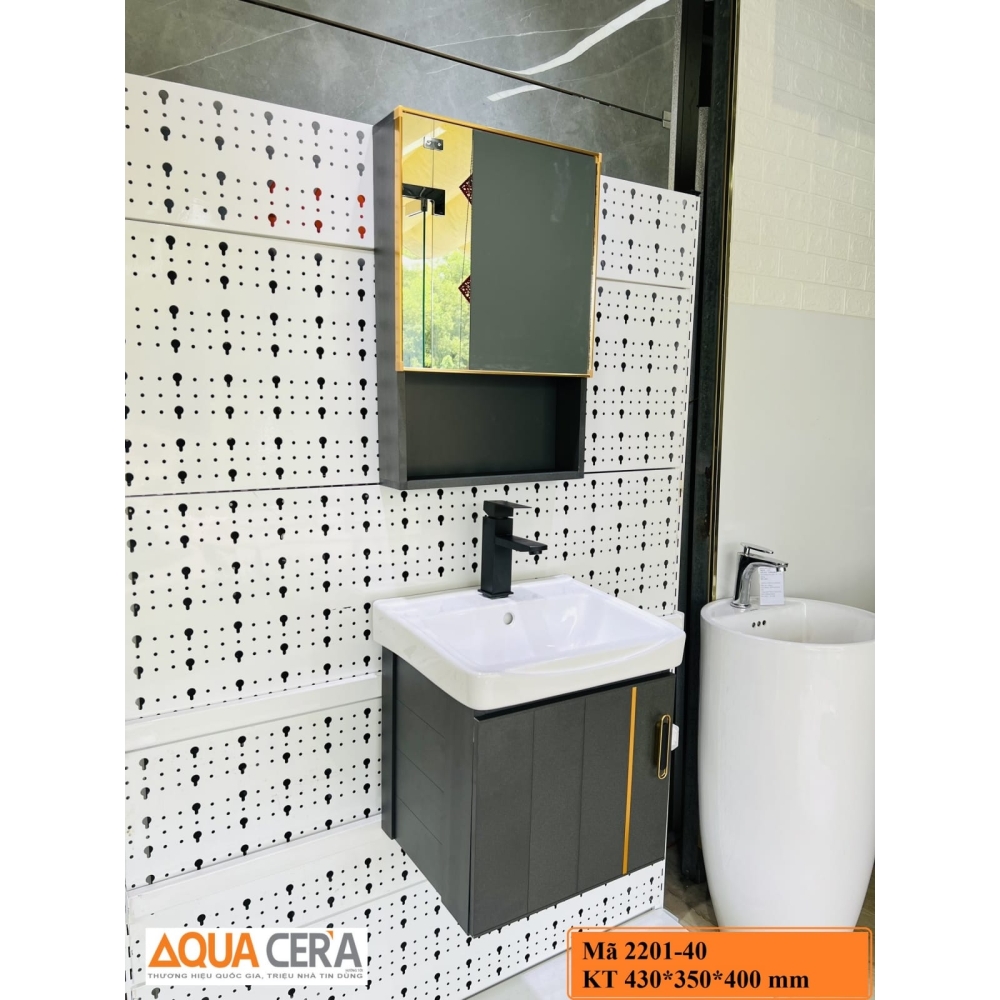 BỘ TỦ CHẬU LAVABO TRẮNG ĐEN - Mã SP 2201-40
